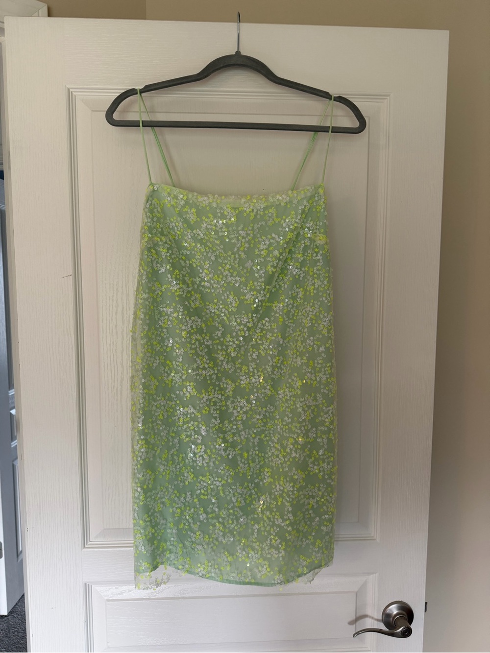 H&M Lime Green Sequin Strap Midi Dress